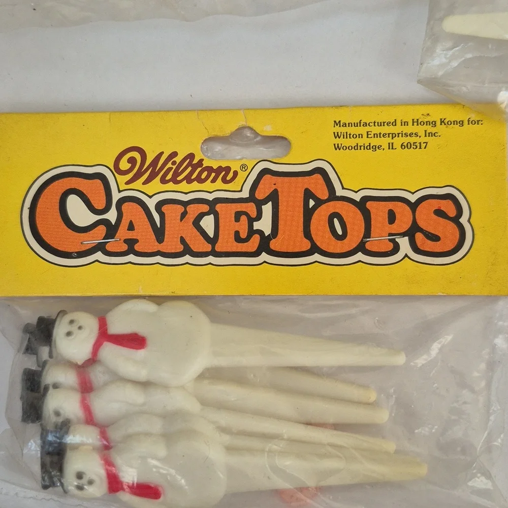 Vintage Wilton Cake Toppers - Christmas Tree Snowman
